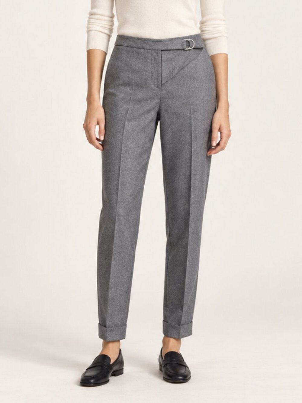 Massimo Dutti Gray 100% Wool Buckle Waist Straight Leg Pants NWT Size 8